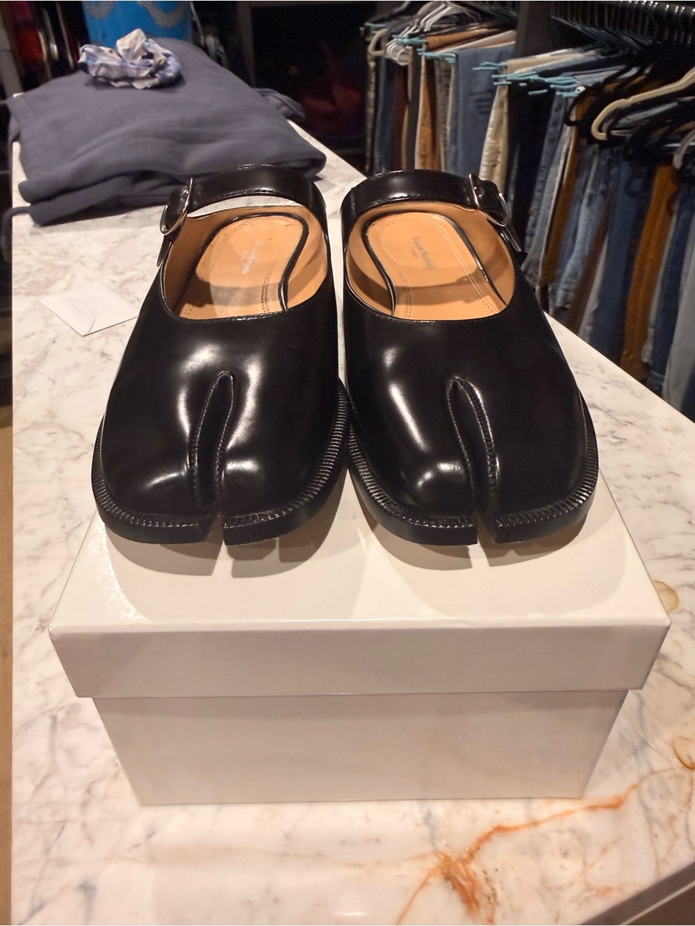 Maison Margiela Black Leather Tabi Mary Jane Mules - Picture 5 of 13